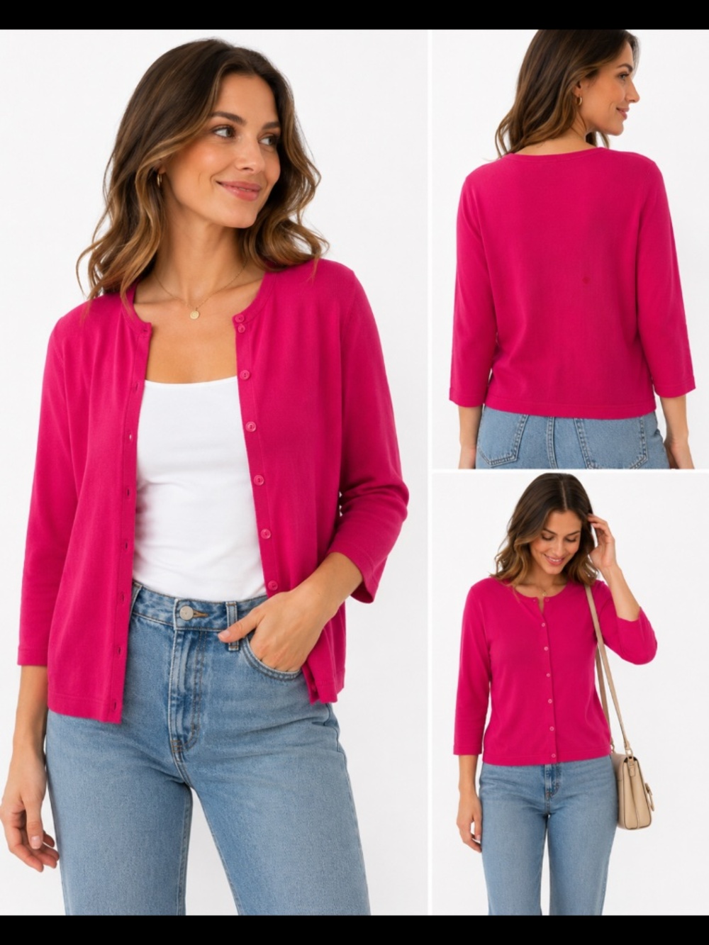 GAP Hot Pink Button Front Cardigan Sweater XS